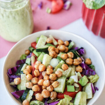 Healthy tahini basil salad dressing vegan