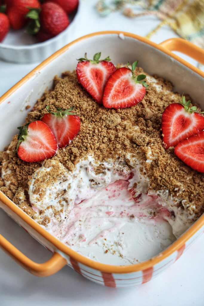 Healthy, vegan, paleo strawberry icebox cake.