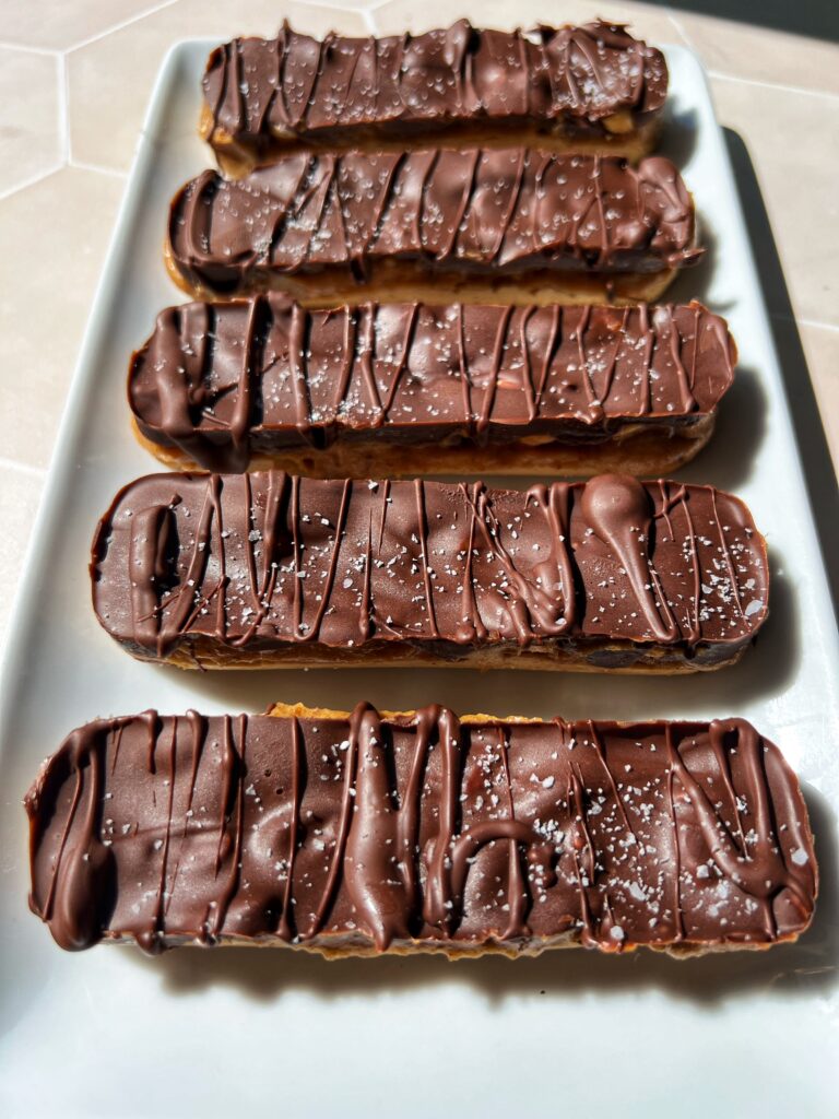 A plate of healthy snickers protein bars.