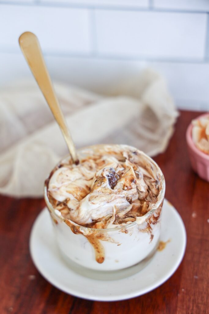 Greek yogurt bowl with protein, chocolate, and almond butter!