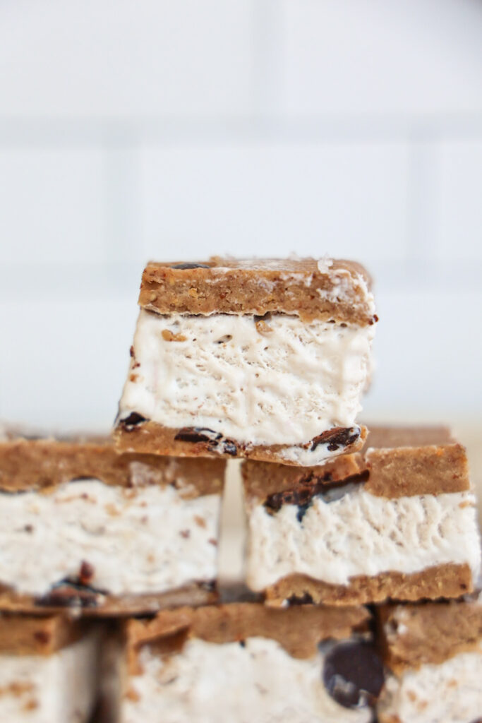 vegan cookie dough ice cream sandwich.