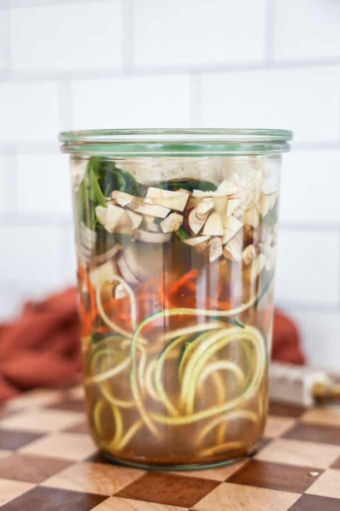 Meal prep high protein mason jar soup.