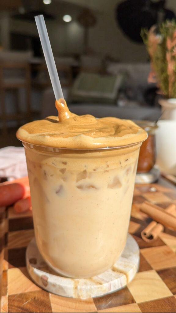 Carrot cake latte with whipped coffee