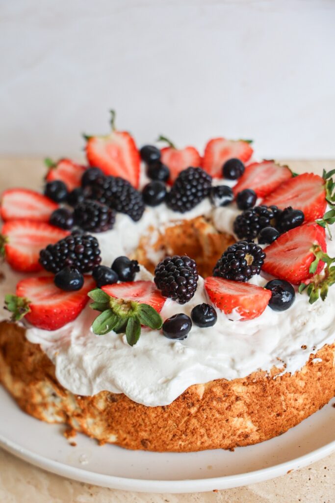 high protein Healthy angel food cake (low sugar, gluten-free)
